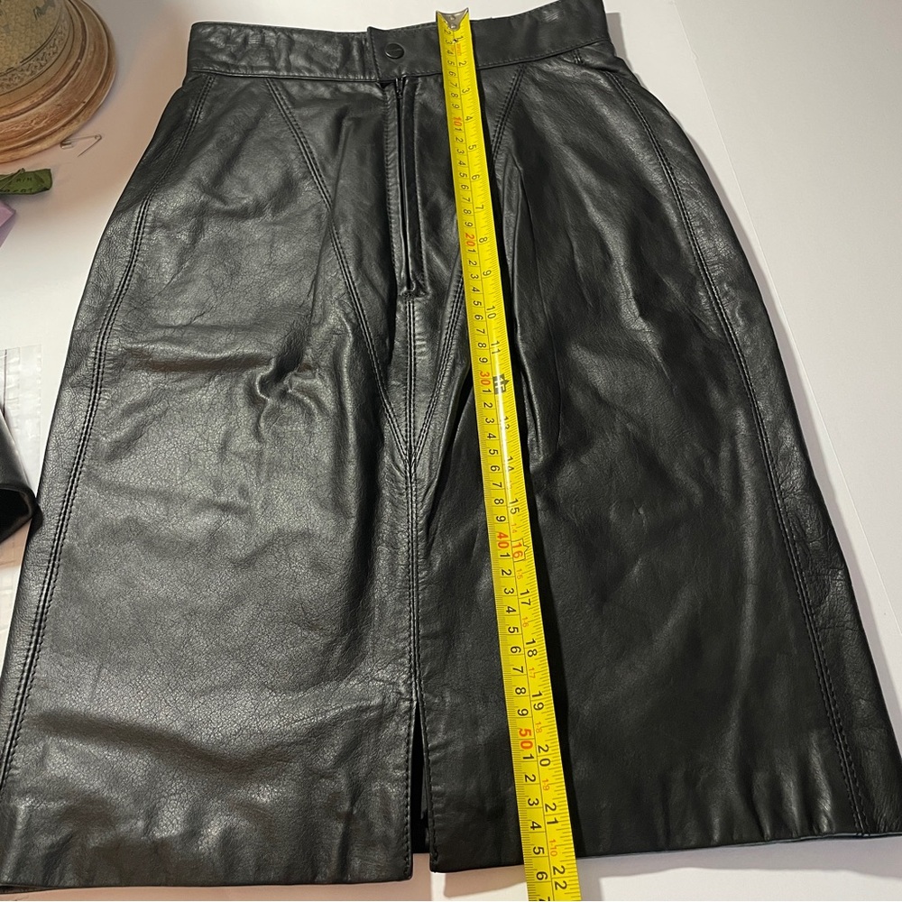 90s GERONIMO Leather Pencil Skirt 23” Waist XXS ✨ Quiet Luxury Holy Grail  - Picture 9 of 13